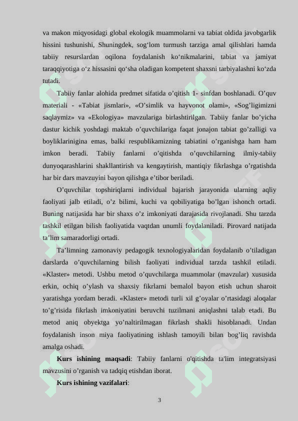 TABIIY FANLARNI OʻQITISHDA TAʼLIM INTEGRATSIYASI 3