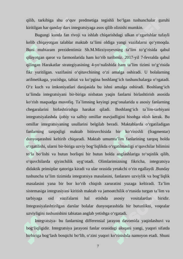 TABIIY FANLARNI OʻQITISHDA TAʼLIM INTEGRATSIYASI 7