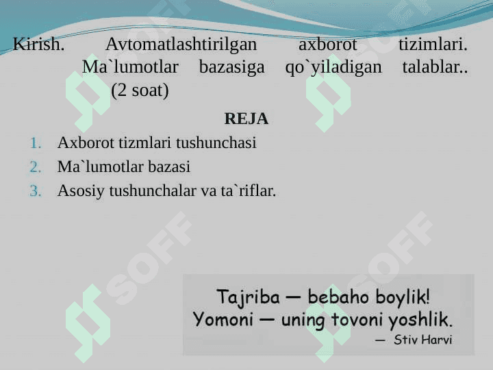 Axborotlashtirilgan axborot tizimlari 2