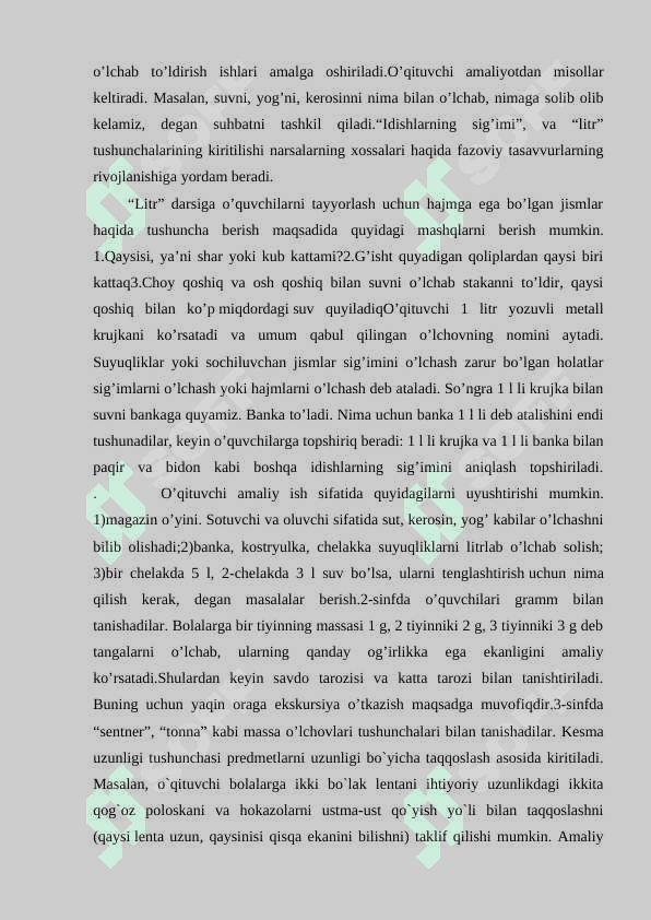 ASOSIY MIQDORLAR USTIDA ISHLASH METODIKASI 8