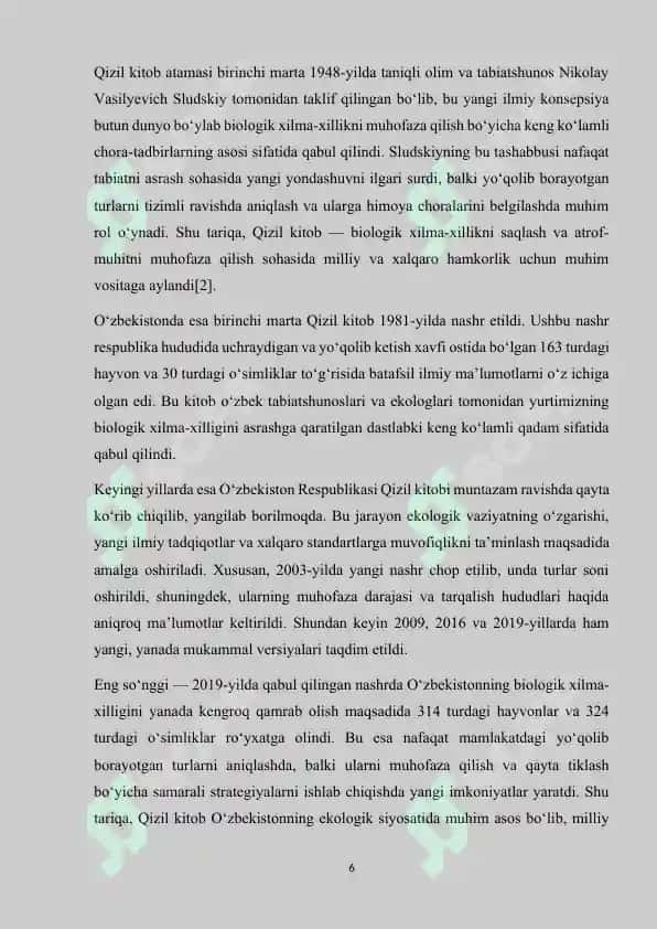 O‘zbekiston Respublikasi Qizil kitobi 6