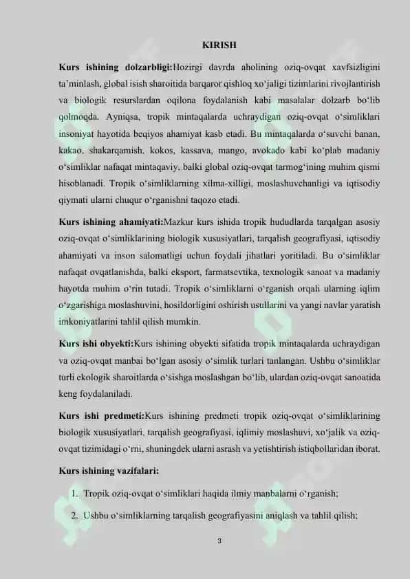 Tropikada tarqalgan oziq ovqat o'simliklari 3