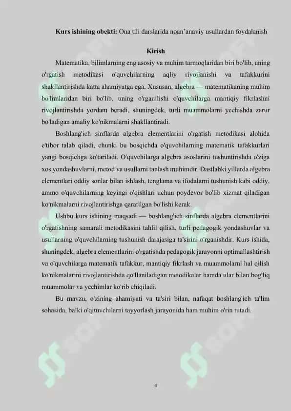 Boshlang’ich sinfda matematika o’qitishda algebra elementlarni o’rgatish metodikasi 4