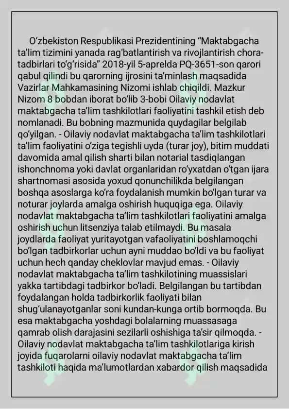Oilaviy Nodavlat Maktabgacha Ta'lim Tashkilotlari Faoliyatini Tashkil Etish Mexanizmlari 2