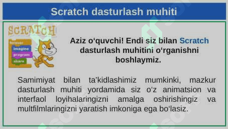 Scratch dasturlash muhiti. 2