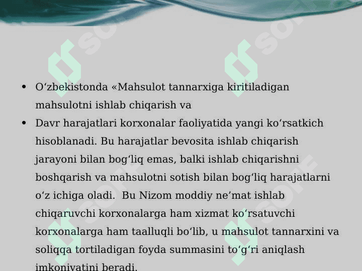 Ayrim tarmoqlarda mahsulot ishlab chiqarish statistikasining  o'ziga xos xususiyatlari 4