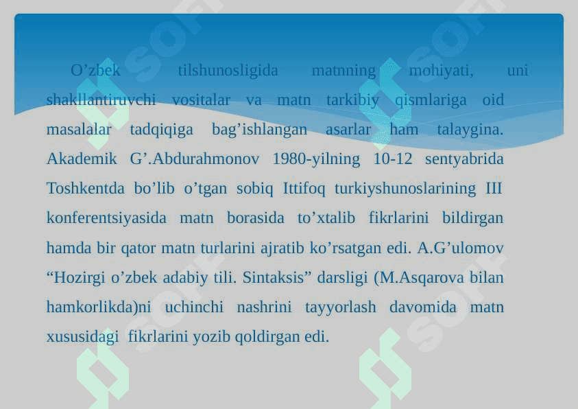 O'ZBEK TILSHUNOSLIGIDA MATN NAZARIYASINING OLIB  KIRILISHI 4