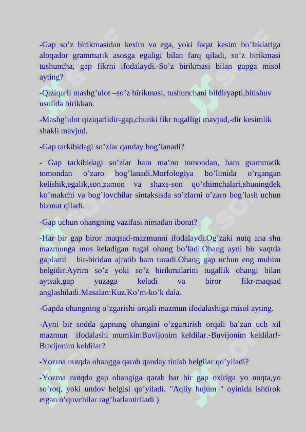 Gapning ifoda maqsadiga ko’ra turlari. Dars ishlanmasi 4