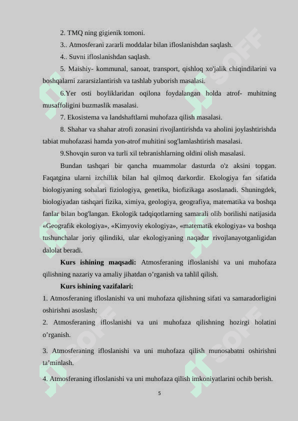 EKOLOGIK MUAMMOLAR MAVZUSINI OʻRGATISHNING NAZARIY ASOSLARI 5