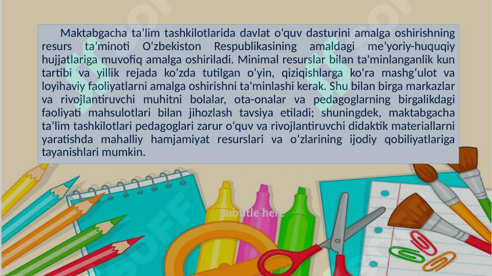 MTTda tasviriy faoliyat mashg’ulotlari jihozlariga  qo’yilgan talablar 2