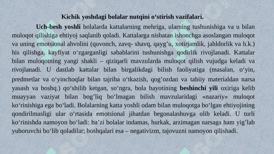Maktabgacha kichik, o’rta va katta yoshdagi bolalar nutqini о’stirishning metodlari va vositalari 3