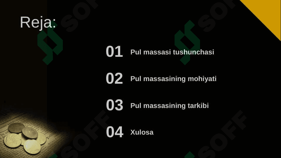 Pul massasi,Pul agregatlari va uning tarkibi 2
