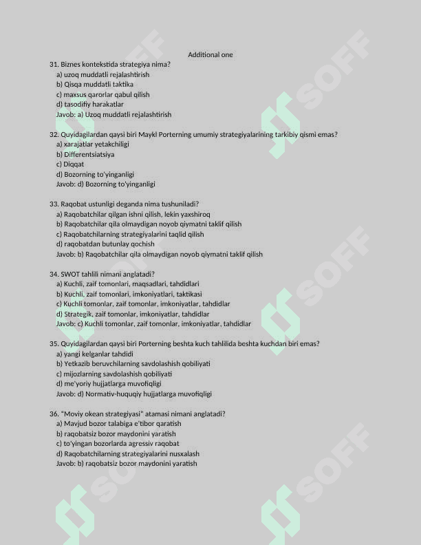 Biznes samaradorligini oshirish TEST JAVOBI BILAN 6