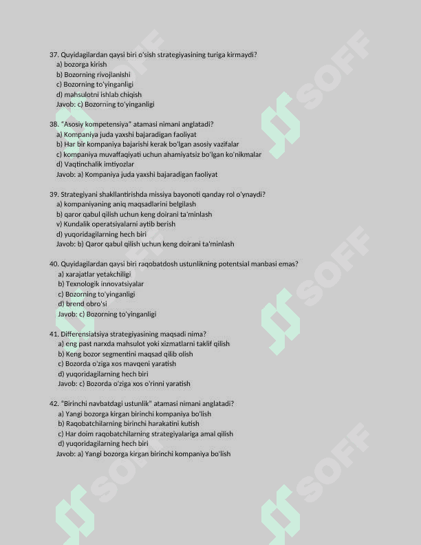 Biznes samaradorligini oshirish TEST JAVOBI BILAN 7