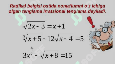 Irratsional tenglamalar 2