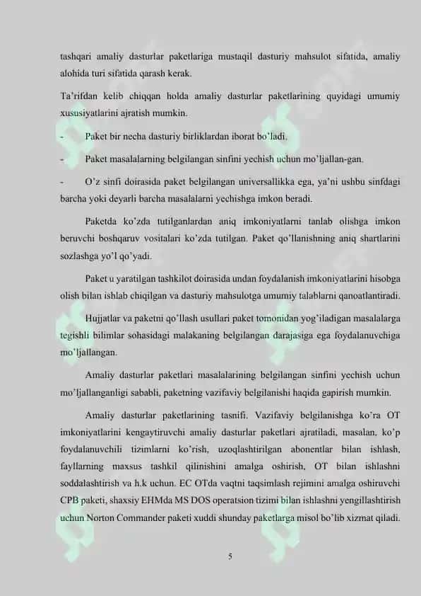 Amaliy dasturlardan foydalanishni tashkil etish usullari va ularda ishlash 5