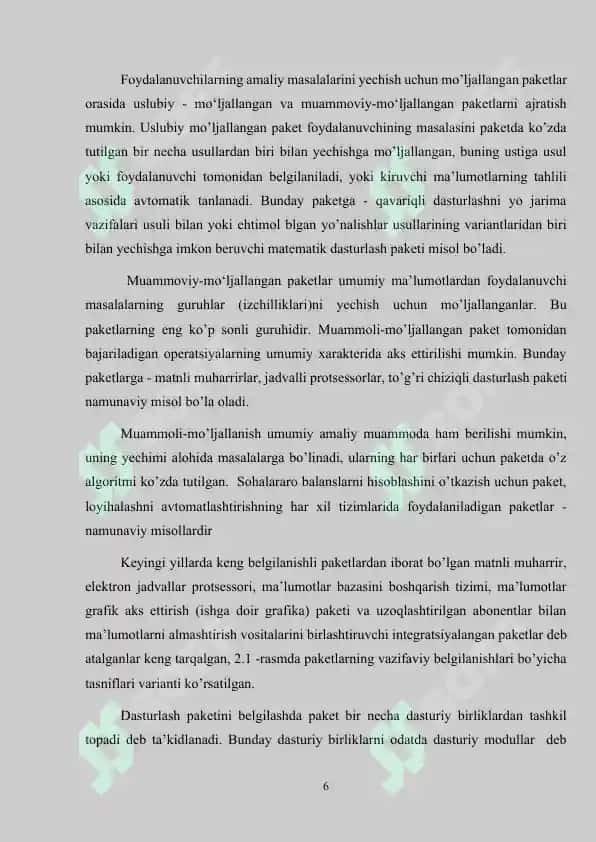 Amaliy dasturlardan foydalanishni tashkil etish usullari va ularda ishlash 6