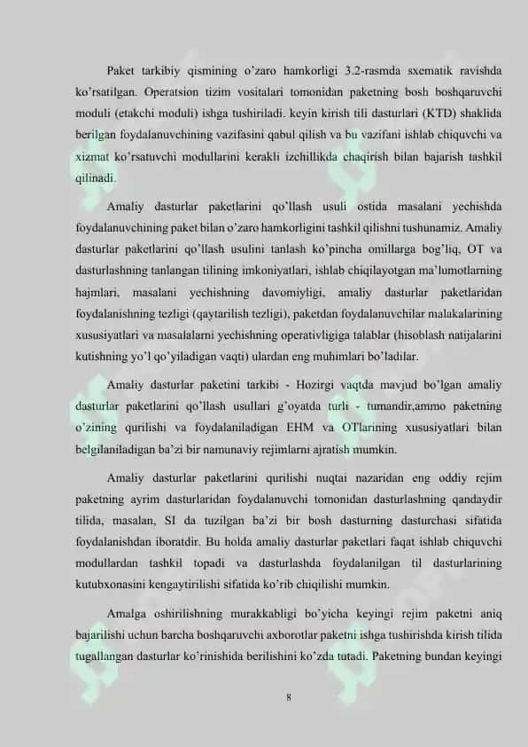 Amaliy dasturlardan foydalanishni tashkil etish usullari va ularda ishlash 8