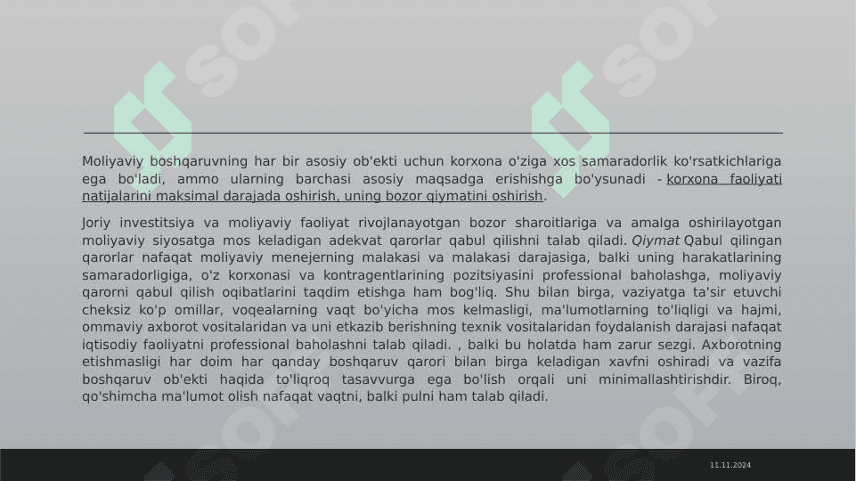 MOLIYAVIY QARORLAR QABUL QILISHNING TASNIFI 4