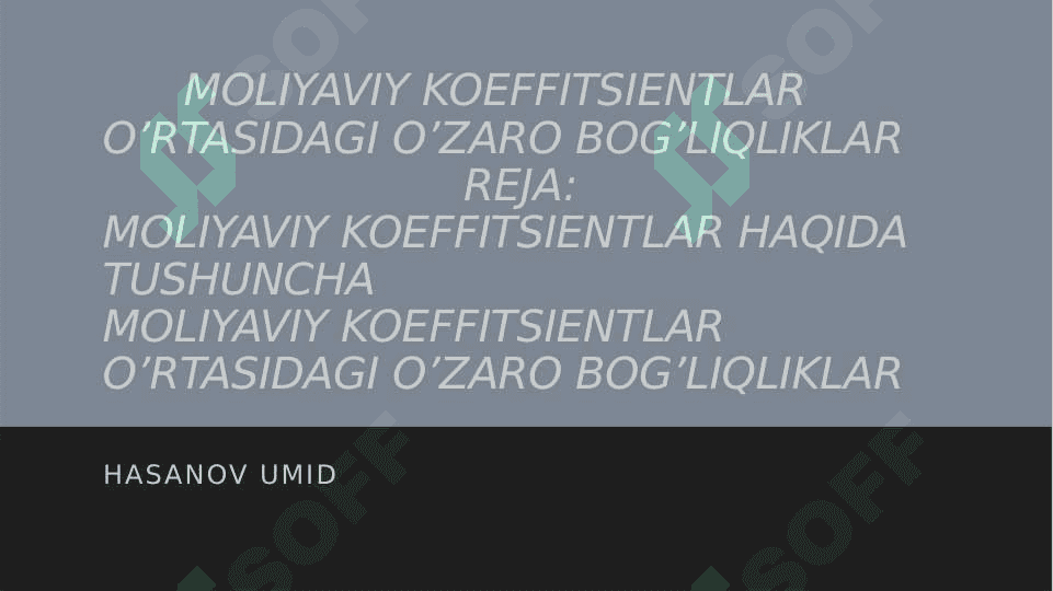 MOLIYAVIY KOEFFITSIENTLAR O’RTASIDAGI O’ZARO BOG’LIQLIKLAR 2