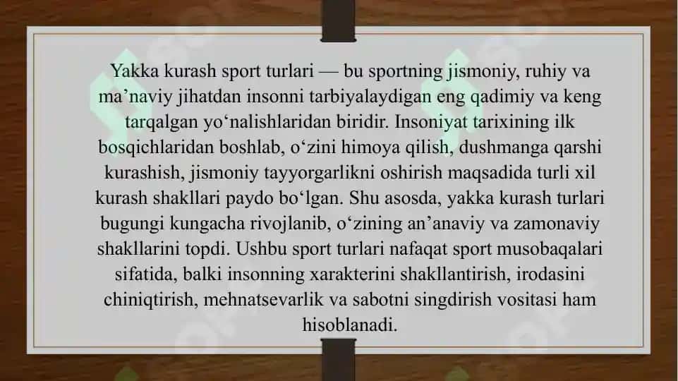 Yakkakurash sport turlari gasaralash (kurash, boks) 3