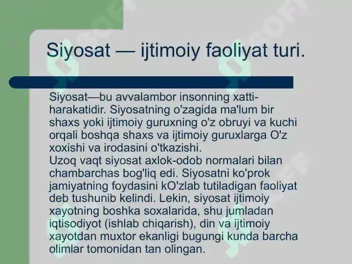 Siyosat va ijtimoiy faoliyat 3