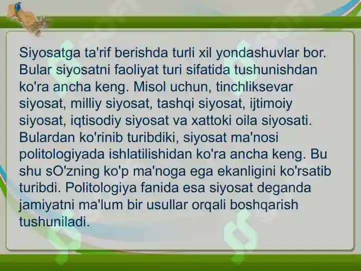 Siyosat va ijtimoiy faoliyat 4