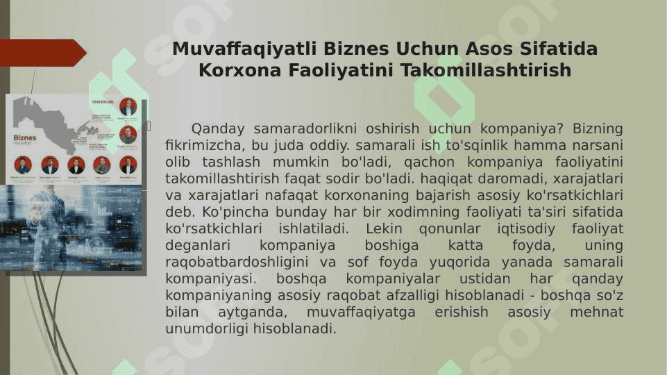 Muvaffaqiyatli Biznes Uchun Asos Sifatida Korxona Faoliyatini Takomillashtirish 2