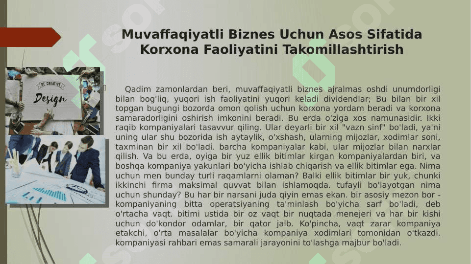 Muvaffaqiyatli Biznes Uchun Asos Sifatida Korxona Faoliyatini Takomillashtirish 3