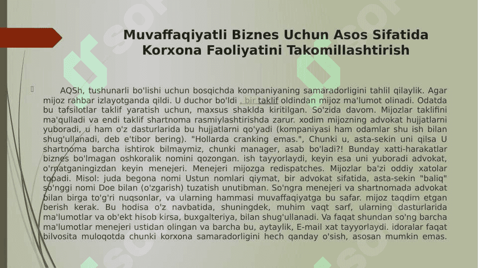 Muvaffaqiyatli Biznes Uchun Asos Sifatida Korxona Faoliyatini Takomillashtirish 4