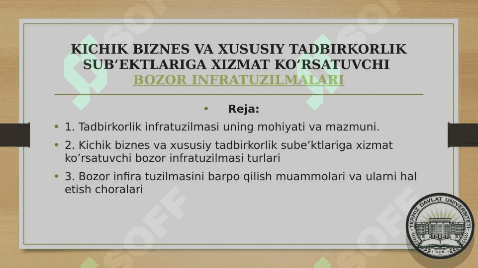 XIZMAT KO’RSATUVCHI BOZOR INFRATUZILMALARI 2