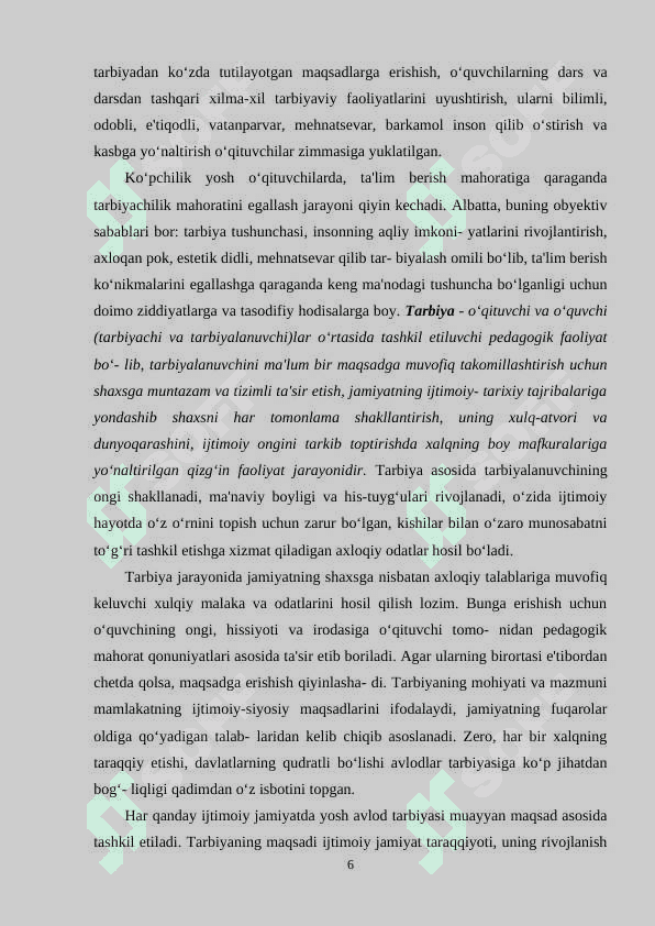 Tarbiyaviy ishlarni amaliyotda tadbiq etishda pedagogik mahorat va uning asosiy tamoyillari 6