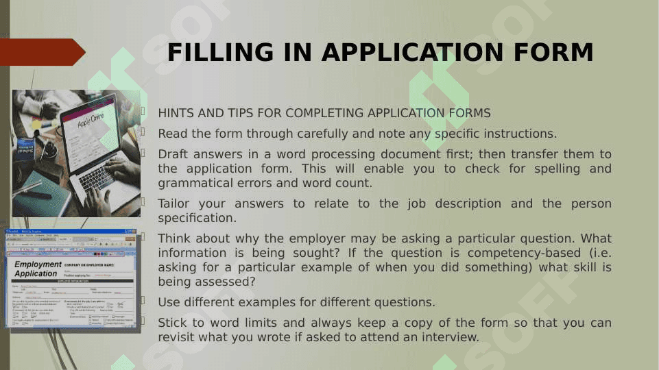 FILLING  AN  APPLICATION  FORM 3