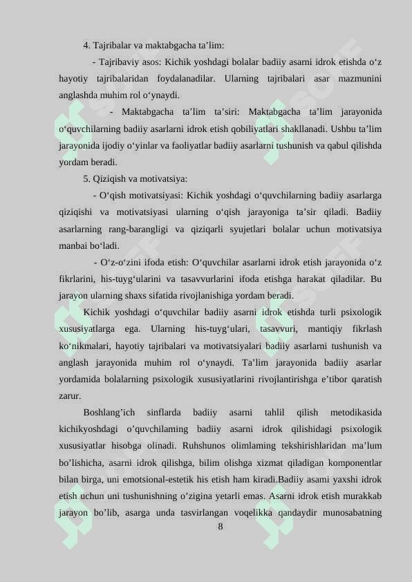 Badiiy asarlarni janriy xususiyatlariga ko’ra o’rganish 8