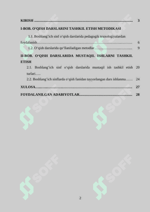 O‘qish darslarida mustaqil ishlarni tashkil etish 2