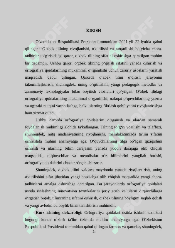 Orfografiya qoidalari ustida ishlash texnikasi. 3