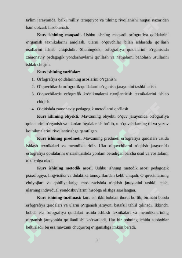 Orfografiya qoidalari ustida ishlash texnikasi. 5