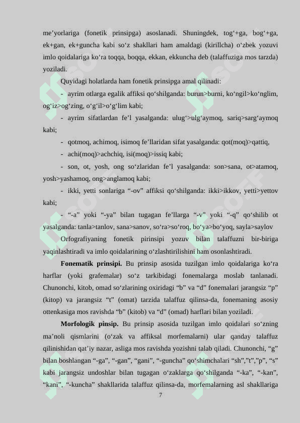 Orfografiya qoidalari ustida ishlash texnikasi. 7