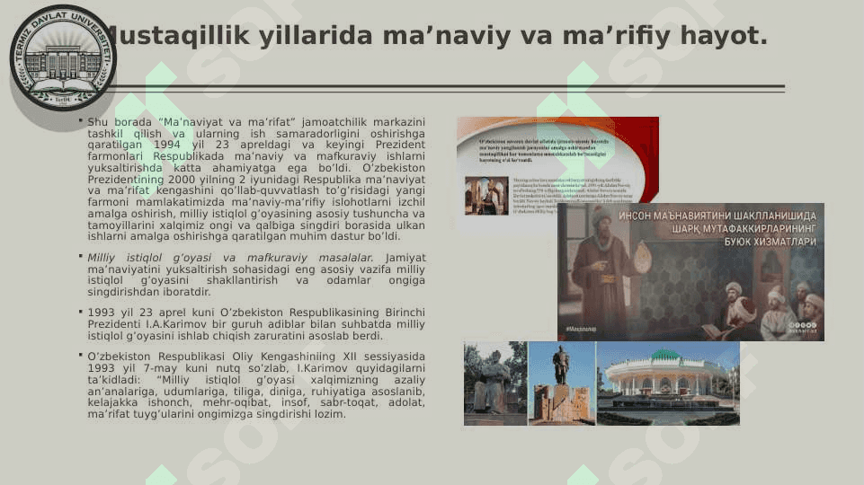 O’zbekiston Respublikasidagi ma’naviy va madaniy taraqqiyot 4