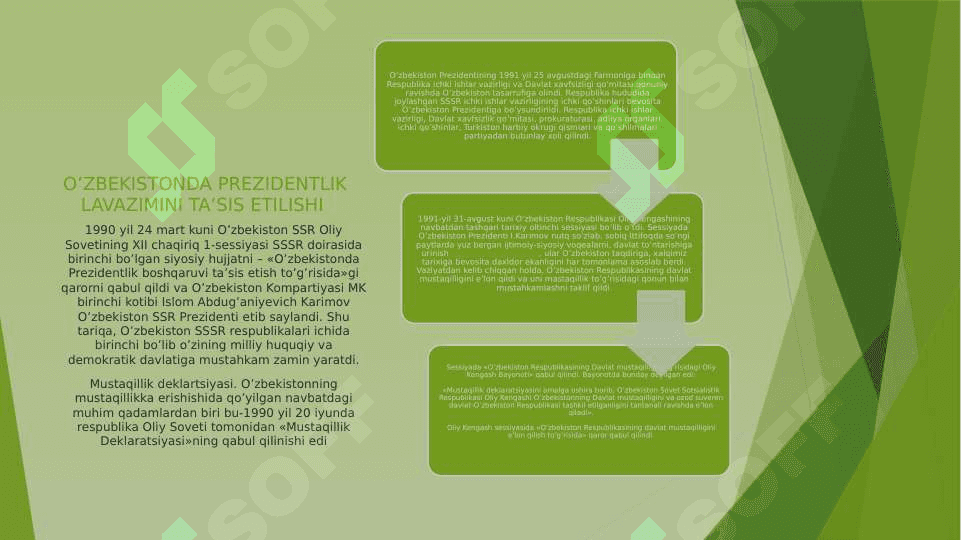 MUSTAQILLIKKA ERISHISH ARAFASIDA O’ZBEKISTONDAGI IJTIMOIY-SIYOSIY JARAYONLAR 4