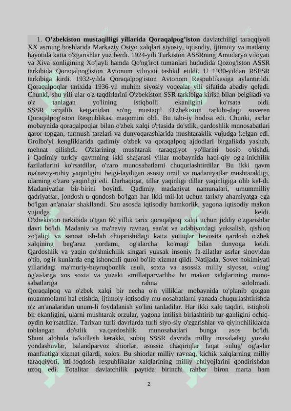 MUSTAQILLIK YILLARIDA QORAQALPOG’ISTON RESPUBLIKASI. 2