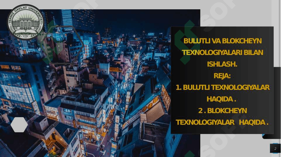 Bulutli va blokcheyn texnologiyalari bilan ishlash. 2