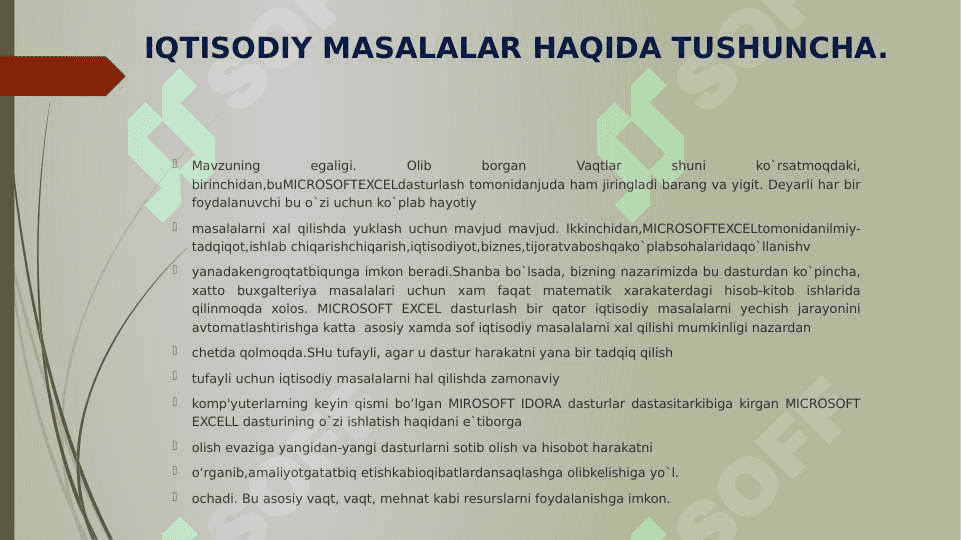 Iqtisоdiy mаsаlаlаrni yеchishdа elеktrоn jаdvаl prоtsеssоrlаridаn fоydаlаnish. 2