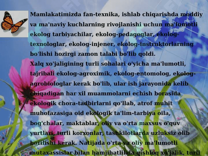 OʻQUVCHILARGA TABIATGA EZOZLASHGA OʻRGANISH 4