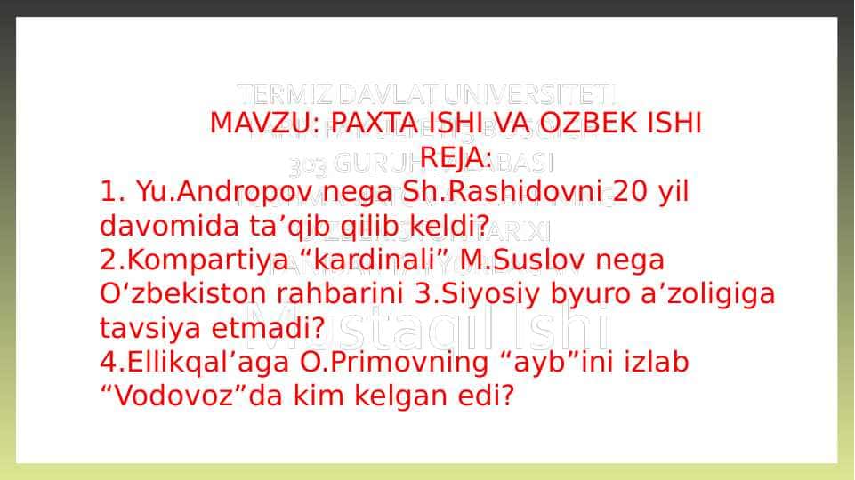 PAXTA ISHI VA OZBEK ISHI