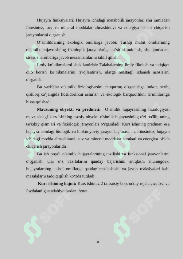O’simlik hujayrasining fiziologiyasi 3