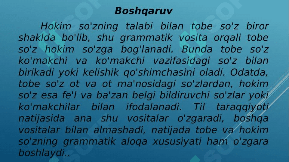 Boshqaruv munosabatga kirishgan so‘zlar 2