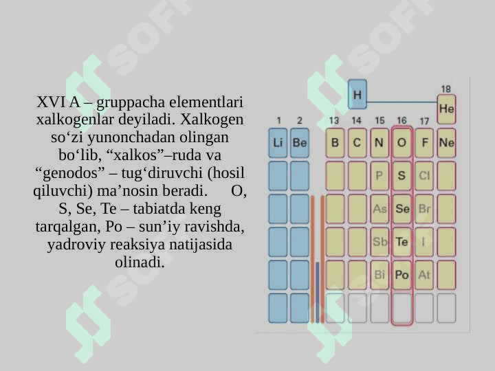 Elementlar davriy jadvalidagi 16-guruh elementlarining umumiy xossalari 4