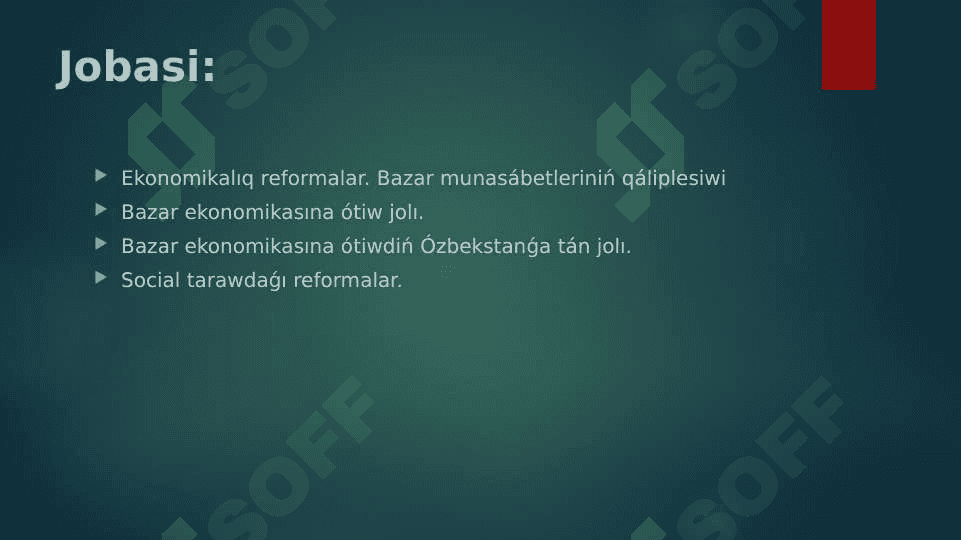 Ekonomikalıq reformalar. 2