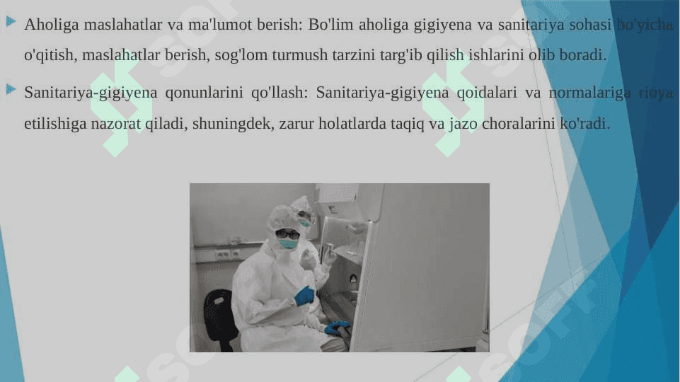 Aholining sanitariya epidemiologik osoyishtalik va jamoat salomatligi xizmati sanitariya-gigiyena bo'limi faoliyati haqida tushuncha 8